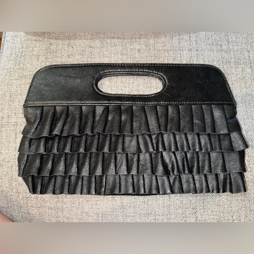 Black Ruched Clutch Bag